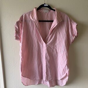 sarah alexandra cap sleeve striped top cotton & linen